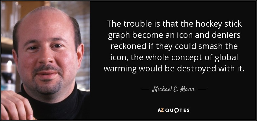 The trouble is that the hockey stick graph become an icon and deniers reckoned if they could smash the icon, the whole concept of global warming would be destroyed with it. - Michael E. Mann