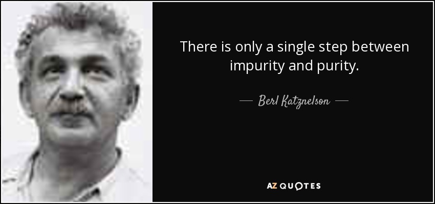 There is only a single step between impurity and purity. - Berl Katznelson