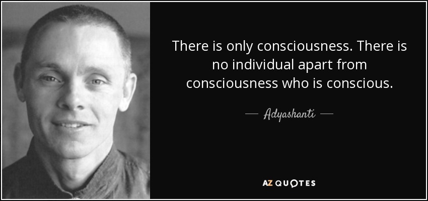 There is only consciousness. There is no individual apart from consciousness who is conscious. - Adyashanti