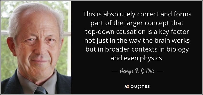 This is absolutely correct and forms part of the larger concept that top-down causation is a key factor not just in the way the brain works but in broader contexts in biology and even physics. - George F. R. Ellis