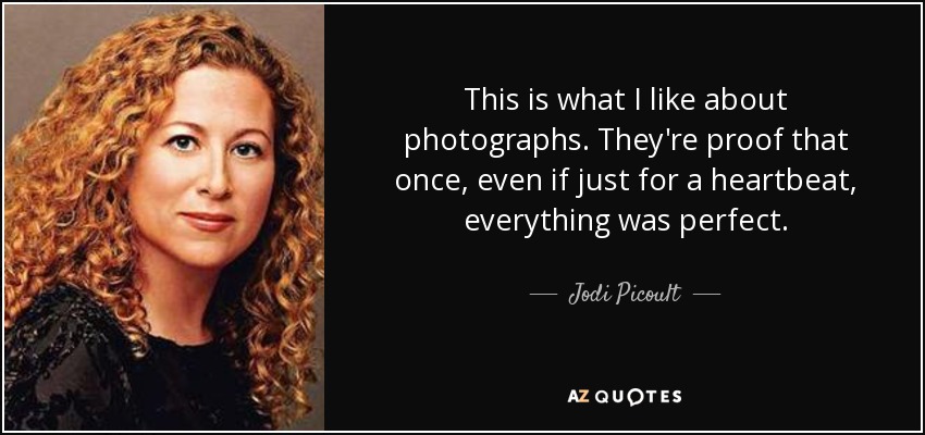 Esto es lo que me gusta de las fotografías. Son la prueba de que una vez, aunque sólo fuera por un instante, todo fue perfecto. - Jodi Picoult