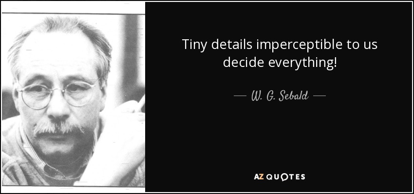 Tiny details imperceptible to us decide everything! - W. G. Sebald