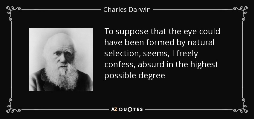Suponer que el ojo pueda haberse formado por selección natural me parece, lo confieso libremente, absurdo en el grado más alto posible - Charles Darwin