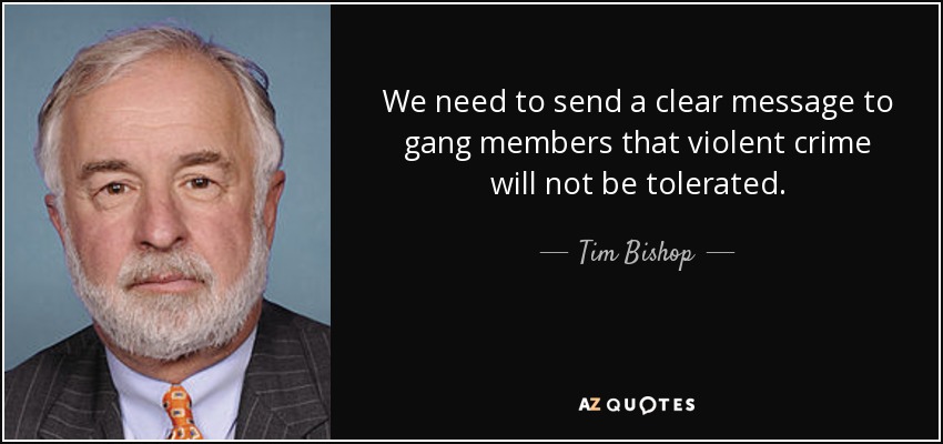 We need to send a clear message to gang members that violent crime will not be tolerated. - Tim Bishop