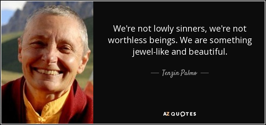 We're not lowly sinners, we're not worthless beings. We are something jewel-like and beautiful. - Tenzin Palmo