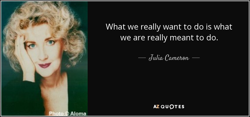 What we really want to do is what we are really meant to do. - Julia Cameron