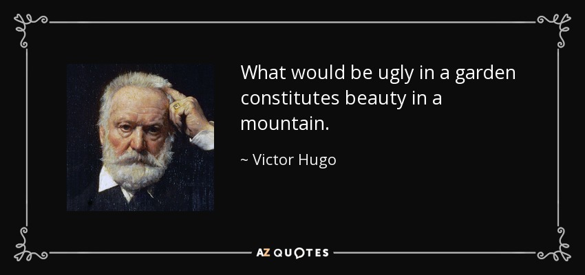 Lo que sería feo en un jardín constituye belleza en una montaña. - Victor Hugo