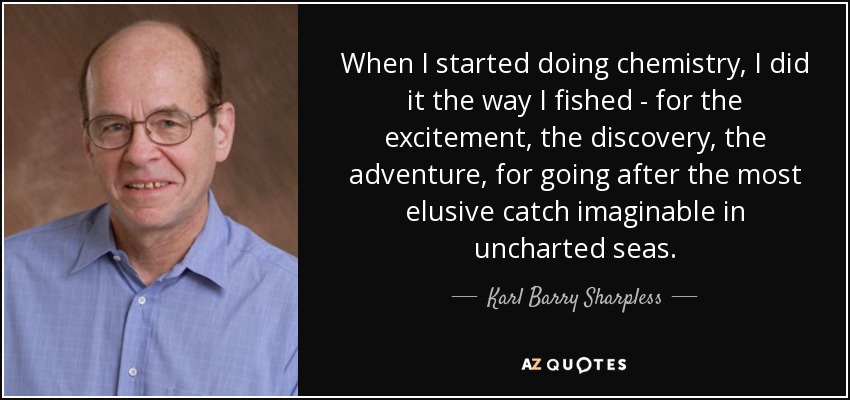 When I started doing chemistry, I did it the way I fished - for the excitement, the discovery, the adventure, for going after the most elusive catch imaginable in uncharted seas. - Karl Barry Sharpless