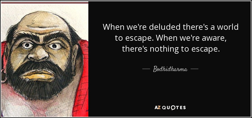 Cuando estamos engañados hay un mundo del que escapar. Cuando somos conscientes, no hay nada de lo que escapar. - Bodhidharma