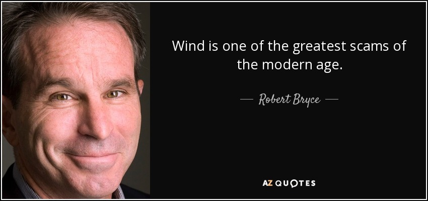 Wind is one of the greatest scams of the modern age. - Robert Bryce