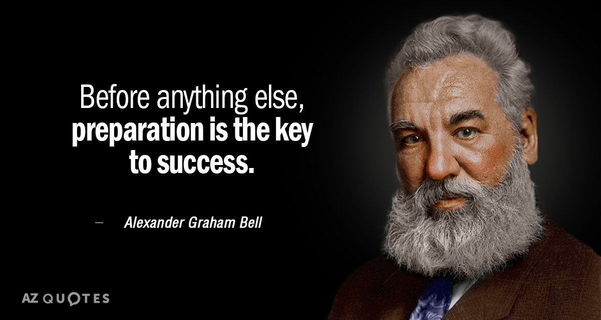 Alexander Graham Bell cita: Antes que nada, la preparación es la clave del éxito.