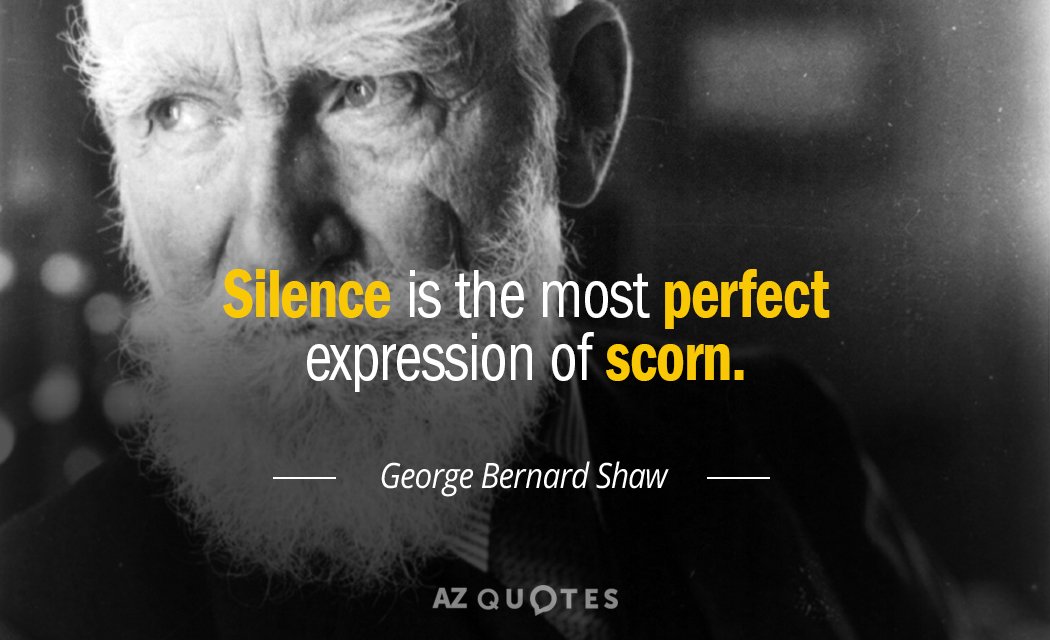 George Bernard Shaw cita: El silencio es la expresión más perfecta del desprecio.